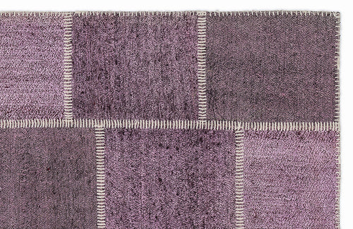 Teselya 1177 Pink Patchwork Wool Handmade Area Rug 5'3" x 7'7"