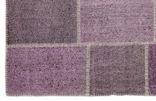 Teselya 1177 Pink Patchwork Wool Handmade Area Rug 5'3" x 7'7"