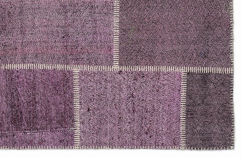Teselya 1177 Pink Patchwork Wool Handmade Area Rug 5'3" x 7'7"