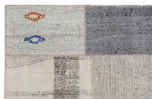 Teselya 1180 Beige Striped Wool Handmade Area Rug 5'3" x 7'7"