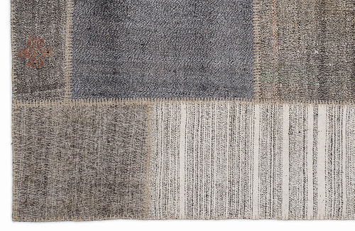 Teselya 1180 Beige Striped Wool Handmade Area Rug 5'3" x 7'7"