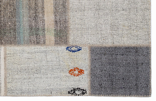 Teselya 1180 Beige Striped Wool Handmade Area Rug 5'3" x 7'7"