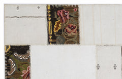 Teselya 1216 White Floral Wool Handmade Area Rug 5'3" x 7'7"