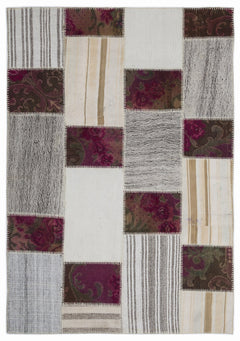 Teselya 1188 Beige Floral Wool Handmade Area Rug 5'3" x 7'7"