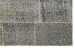 Teselya 1191 Grey Patchwork Wool Handmade Area Rug 5'3" x 7'7"