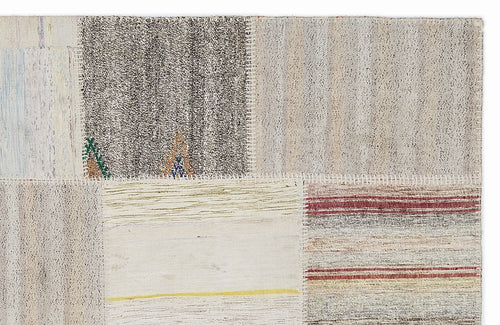 Teselya 1193 Beige Striped Wool Handmade Area Rug 5'3" x 7'7"