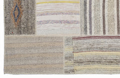 Teselya 1193 Beige Striped Wool Handmade Area Rug 5'3" x 7'7"
