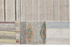 Teselya 1193 Beige Striped Wool Handmade Area Rug 5'3" x 7'7"