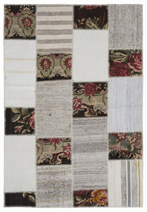 Teselya 1194 Beige Floral Wool Handmade Area Rug 5'3" x 7'7"