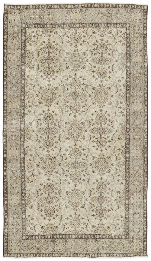Atina Beige Vintage Wool Handmade Area Rug 4'10" x 8'6"