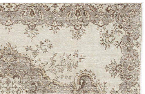 Atina Beige Vintage Wool Handmade Area Rug 6'1" x 9'1"