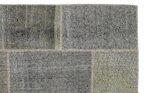 Teselya 1202 Grey Striped Wool Handmade Area Rug 5'3" x 7'7"