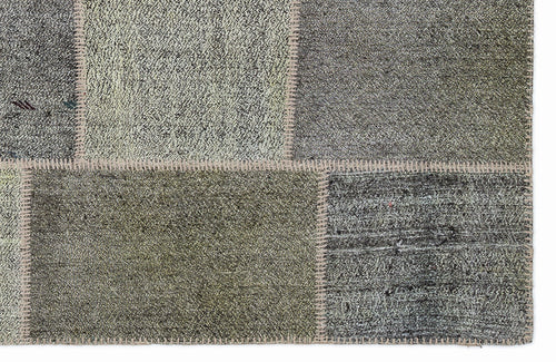Teselya 1202 Grey Striped Wool Handmade Area Rug 5'3" x 7'7"