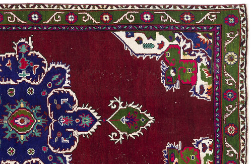 Atina Burgundy Vintage Wool Handmade Area Rug 4'4" x 8'9"