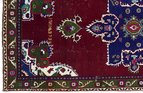 Atina Burgundy Vintage Wool Handmade Area Rug 4'4" x 8'9"