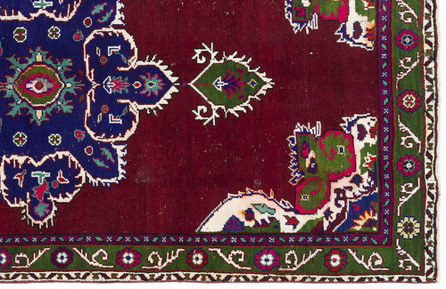 Atina Burgundy Vintage Wool Handmade Area Rug 4'4" x 8'9"