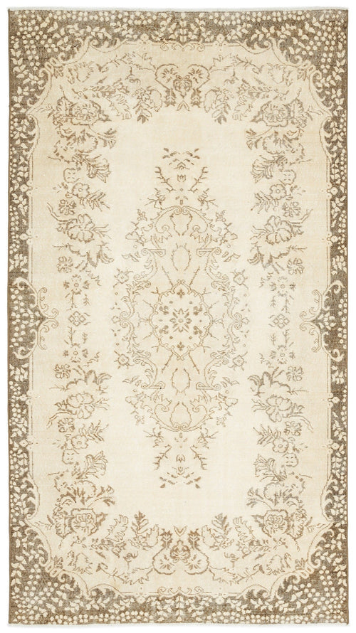 Atina Beige Vintage Wool Handmade Area Rug 5'6" x 9'11"