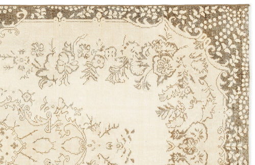 Atina Beige Vintage Wool Handmade Area Rug 5'6" x 9'11"