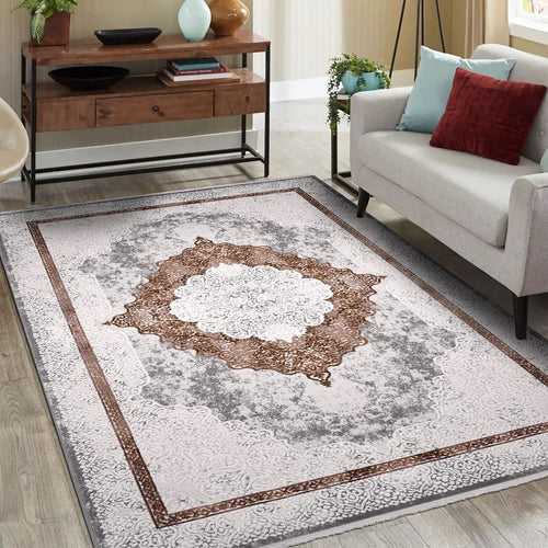 Blake Beige Classic Viscose Machine Made Area Rug