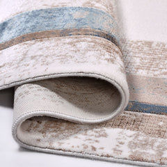 Viscose Area Rug – Machine Made Rug With Beige Frame & Overlocked Edge