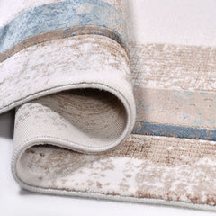 Viscose Area Rug – Machine Made Rug With Beige Frame & Overlocked Edge