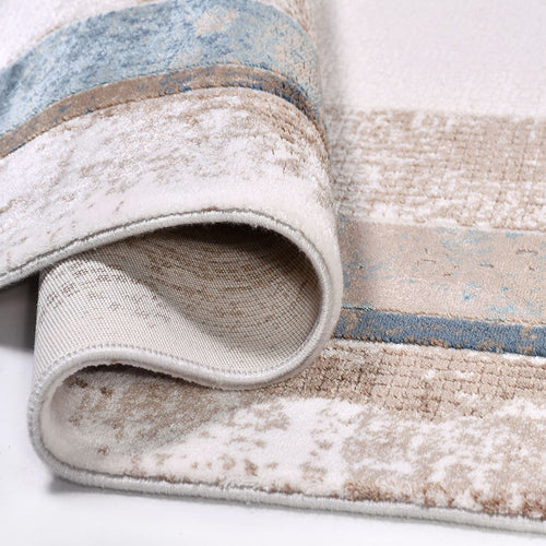 Viscose Area Rug – Machine Made Rug With Beige Frame & Overlocked Edge