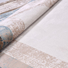 Viscose Area Rug – Machine Made Rug With Beige Frame & Overlocked Edge