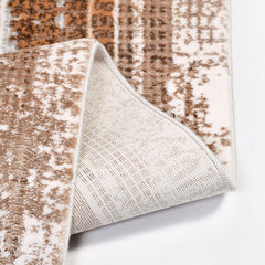 Cream Area Rug - Machine Made Rug with Frame Design | Durable Polyester Carpet