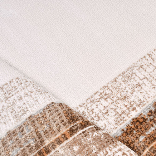 Cream Area Rug - Machine Made Rug with Frame Design | Durable Polyester Carpet