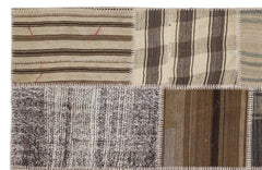 Teselya 1206 Beige Striped Wool Handmade Area Rug 5'3" x 7'7"