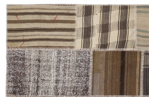 Teselya 1206 Beige Striped Wool Handmade Area Rug 5'3" x 7'7"