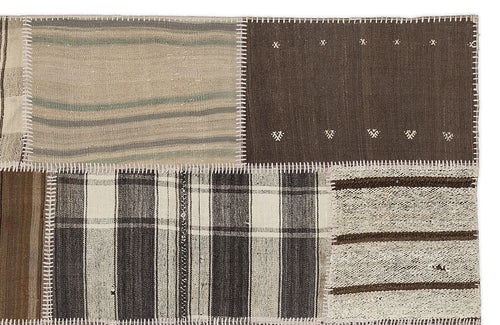 Teselya 1206 Beige Striped Wool Handmade Area Rug 5'3" x 7'7"