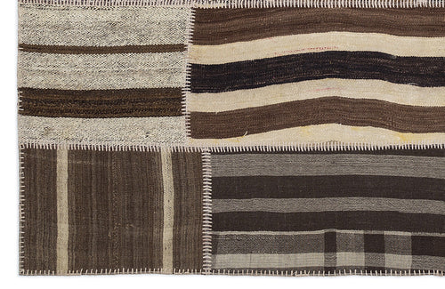 Teselya 1206 Beige Striped Wool Handmade Area Rug 5'3" x 7'7"