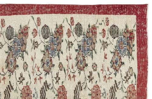 Atina Beige Vintage Wool Handmade Area Rug 6'9" x 8'0"