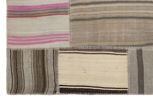Teselya 1210 Beige Striped Wool Handmade Area Rug 5'3" x 7'7"