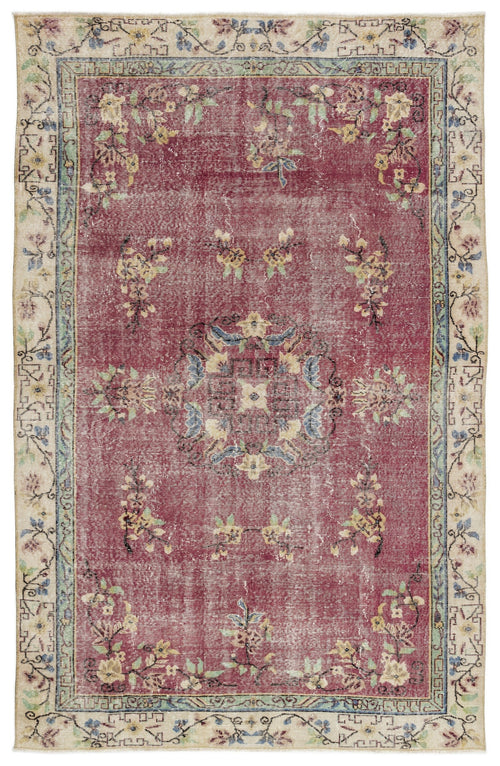 Atina Burgundy Classic Wool Handmade Area Rug 6'2" x 9'11"