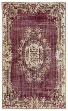 Atina Burgundy Classic Wool Handmade Area Rug 6'1" x 9'6"