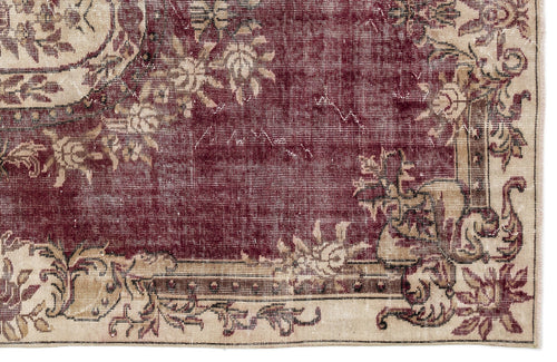 Atina Burgundy Classic Wool Handmade Area Rug 6'1" x 9'6"