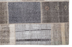 Teselya 1212 Beige Striped Wool Handmade Area Rug 5'3" x 7'7"