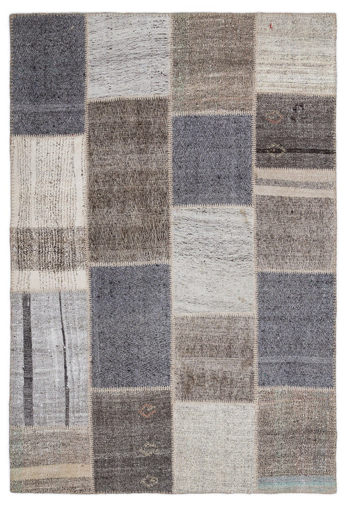 Teselya 1212 Beige Striped Wool Handmade Area Rug 5'3" x 7'7"