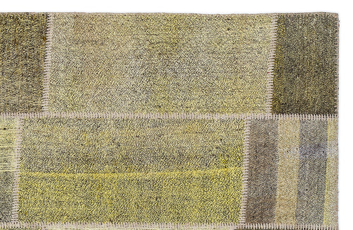 Teselya 1213 Yellow Patchwork Wool Handmade Area Rug 5'3" x 7'7"