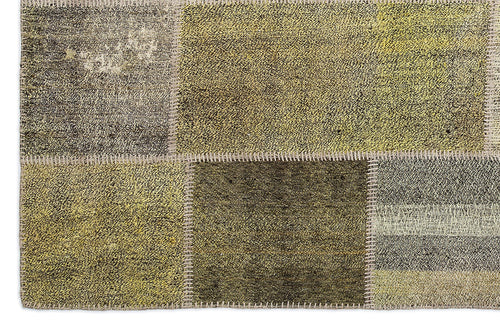 Teselya 1213 Yellow Patchwork Wool Handmade Area Rug 5'3" x 7'7"