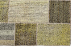 Teselya 1213 Yellow Patchwork Wool Handmade Area Rug 5'3" x 7'7"