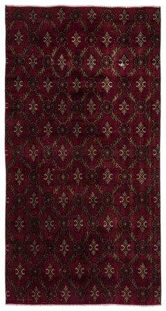 Atina Burgundy Vintage Wool Handmade Area Rug 5'1" x 8'11"