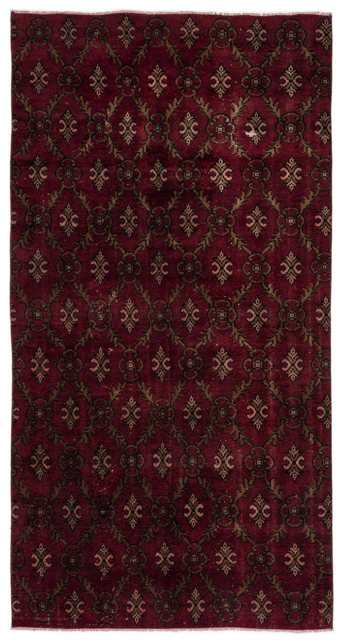 Atina Burgundy Vintage Wool Handmade Area Rug 5'1" x 8'11"