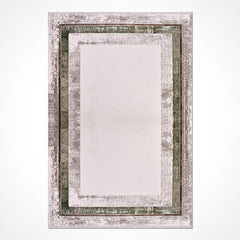 Viscose Area Rug – Machine Made Rug With Beige Frame & Cotton Weft Carpet