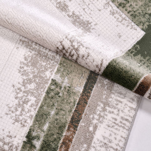 Viscose Area Rug – Machine Made Rug With Beige Frame & Cotton Weft Carpet