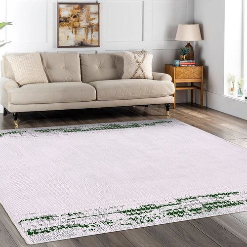 Margot White Frame Viscose Machine Made Area Rug
