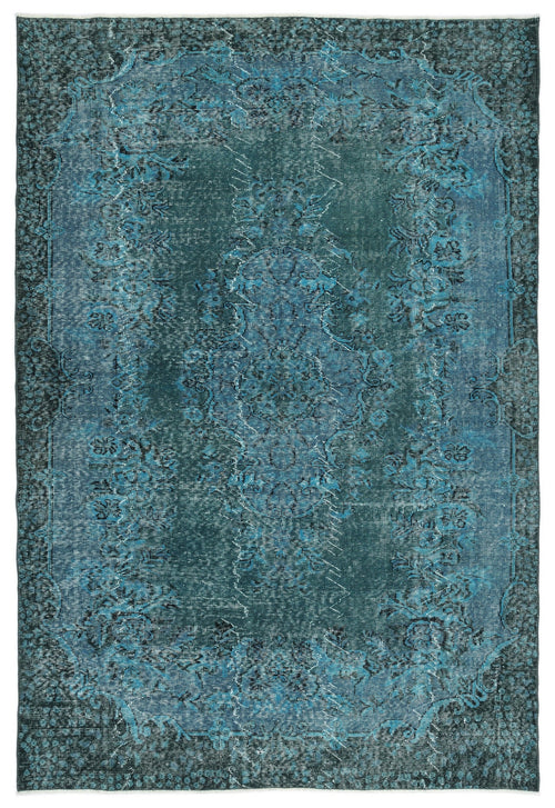 Atina Turquoise Vintage Wool Handmade Area Rug 6'4" x 9'3"