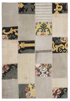 Teselya 1215 Beige Floral Wool Handmade Area Rug 5'3" x 7'7"